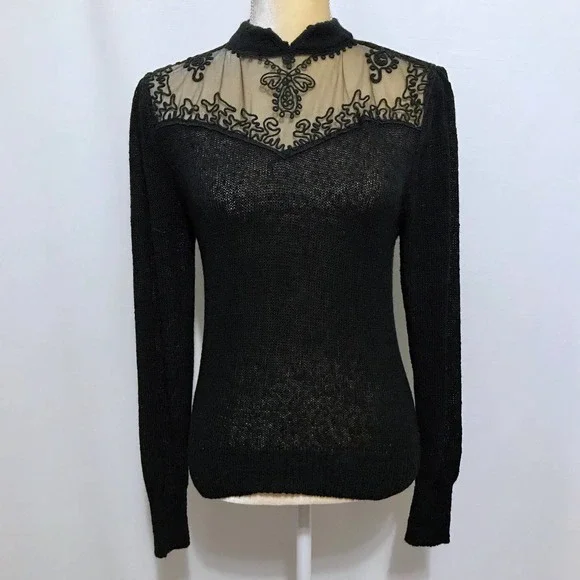 ❌SOLD❌ Dana Ashley Vintage Black Sweater Women M - Picture 1 of 11